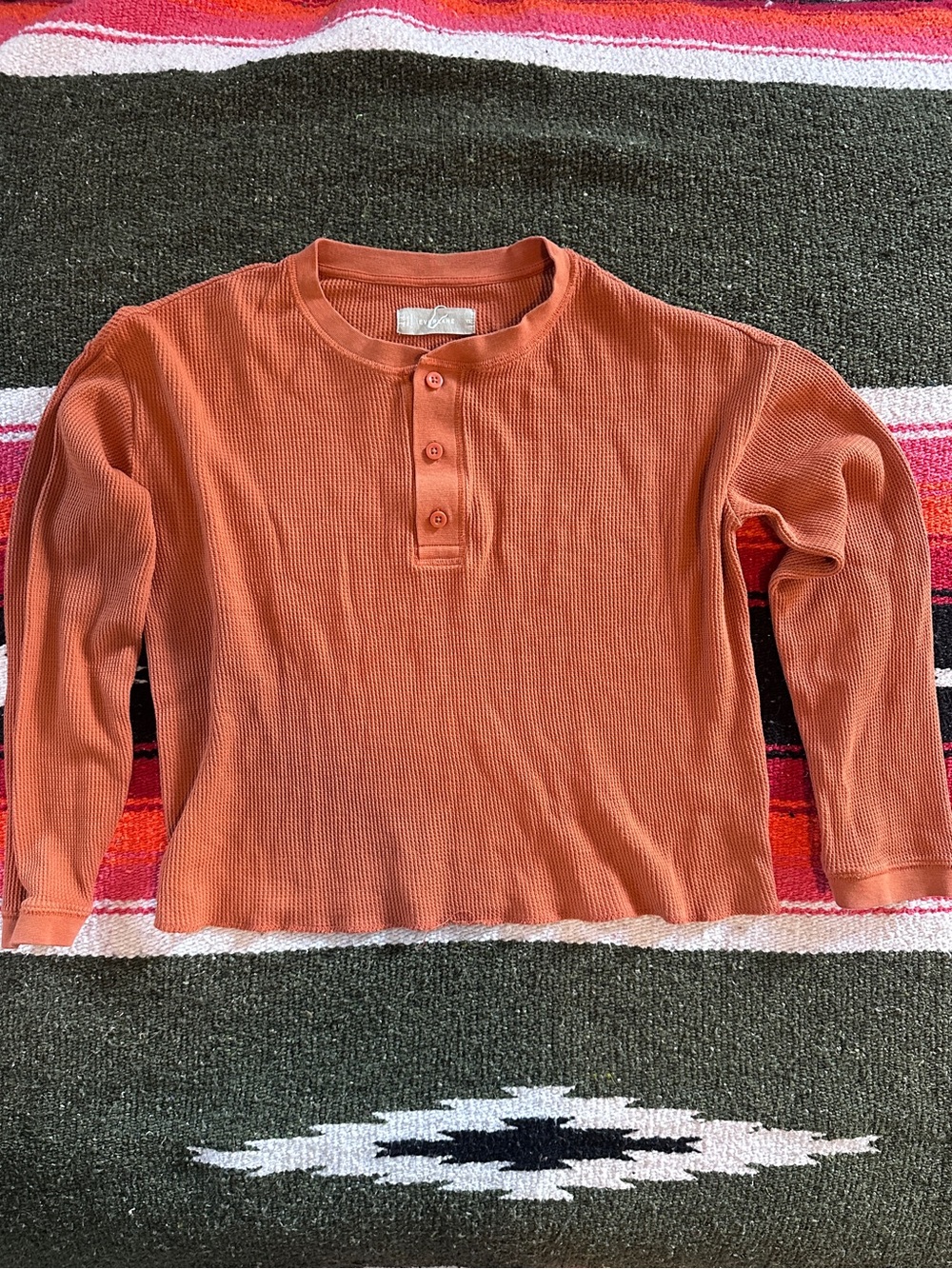 Everlane Women’s Long Sleeve Cropped Henley in Burnt Orange